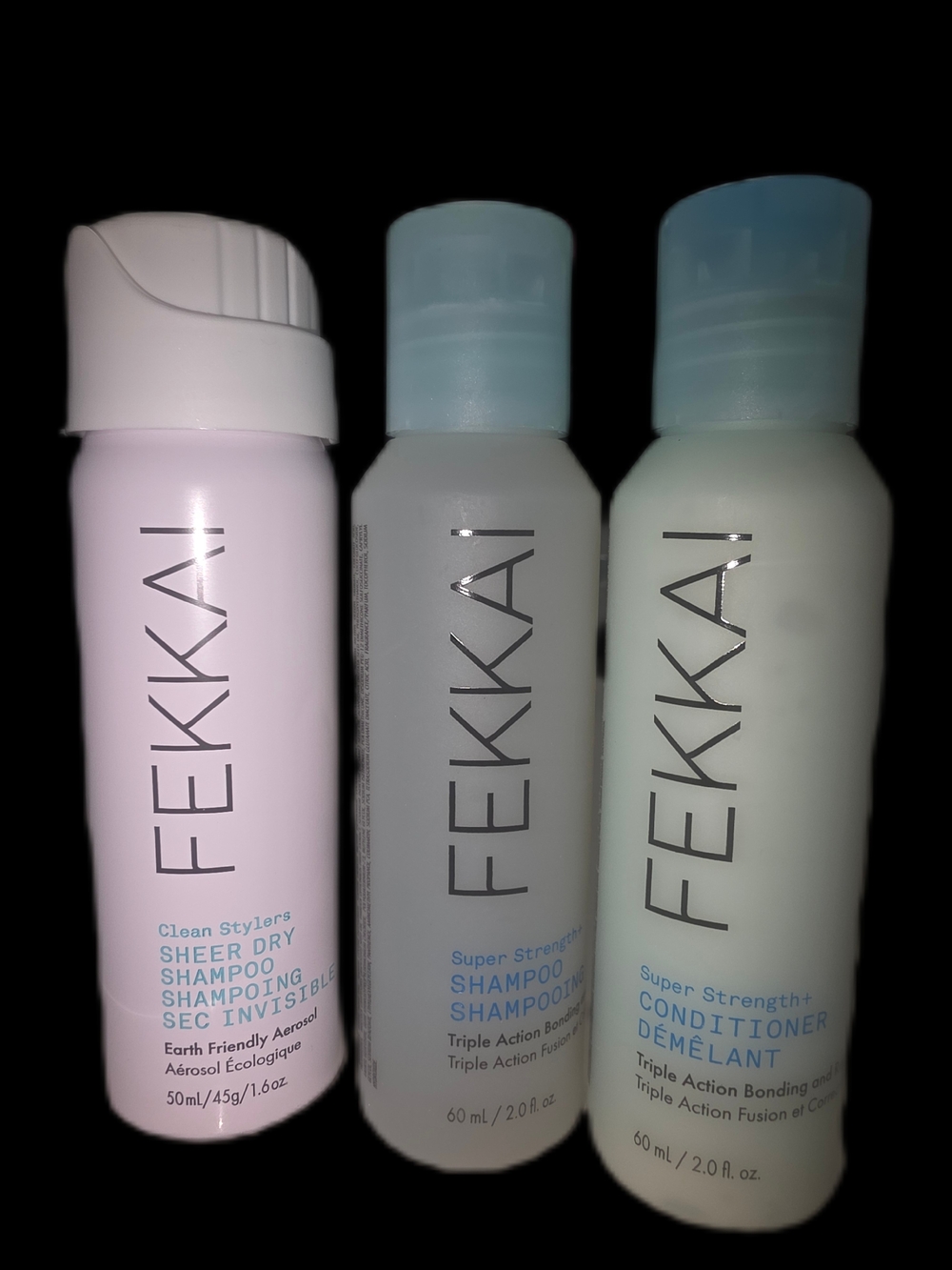 Fekkai Travel Hair Care Trio - Pink, Light Blue, Pale Green